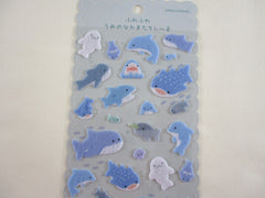 Cute Kawaii Kamio Felt Sticker Sheet - Dolphin Whale Shark Fish Ocean Animals Beach - for Journal Planner Craft Agenda Organizer Scrapbook Gift