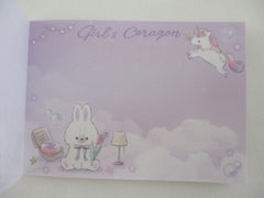 Cute Kawaii Q-lia Unicorn Rabbit girl's corazon Mini Notepad / Memo Pad - Stationery Designer Paper Collection
