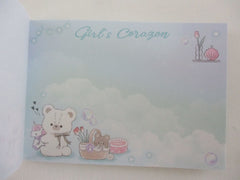 Cute Kawaii Q-lia Bear girl's corazon Mini Notepad / Memo Pad - Stationery Designer Paper Collection