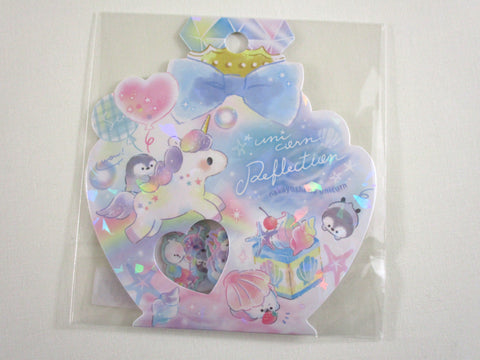 Cute Kawaii Q-Lia Unicorn Reflection Penguin Flake Stickers Sack - Collectible Journal Planner Craft Scrapbook Agenda Gift