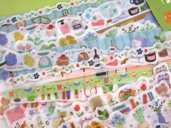 Cute Kawaii BGM Sticker Strips Sack - Cozy Room Decor Home House Books Kitchen Plant Drink - for Journal Agenda Planner Scrapbooking Craft Gift