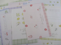 Cute Kawaii Crux Fruity Floral Lemon Strawberry Kiwi Cherry Banana Letter Sets Stationery - writing paper envelope