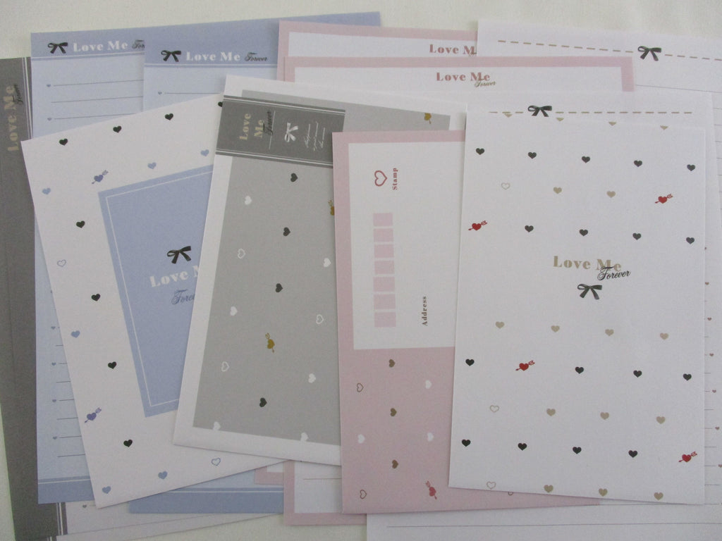 Cute Kawaii Crux Love Hearts Forever Letter Sets - Stationery Writing Paper Envelope