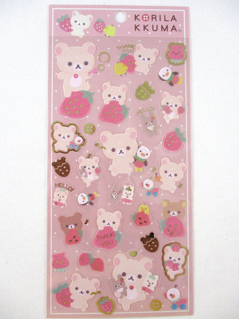 Cute Kawaii San-X Rilakkuma Strawberry Sticker Sheet 2024 A - for Planner Journal Scrapbook Craft Notebook Gift