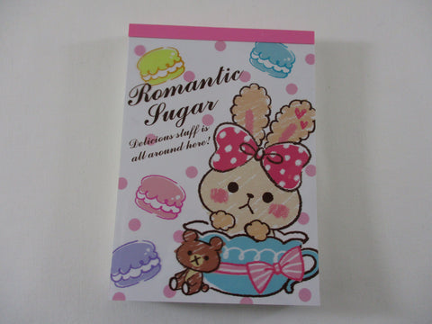 Rare ❤︎ Vintage *ੈ✩‧₊˚ Collectible ✿ Gift - Cute Kawaii VHTF Vintage Collectible Kamio Bunny Rabbit Romantic Sugar 4 x 6 Inch Notepad / Memo Pad - Stationery Designer Paper Collection