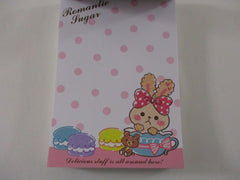 Cute Kawaii VHTF Vintage Collectible Kamio Bunny Rabbit Romantic Sugar 4 x 6 Inch Notepad / Memo Pad - Stationery Designer Paper Collection