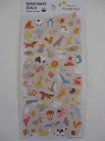 Cute Kawaii Mind Wave Ori Animal Dog Seal Elephant Zoo Safari Bird Crocodile Snail Horse Lion Sticker Sheet - for Journal Planner Craft Diary Gift Schedule