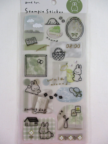 Cute Kawaii Crux Stampie Series Sticker Sheet - Green Rabbit Bunny Fruit - for Journal Planner Craft Notebook Diary Gift