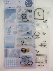 Cute Kawaii Crux Stampie Series Sticker Sheet - Blue Dog Good Day Sky Sea - for Journal Planner Craft Notebook Diary Gift