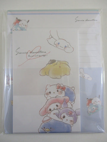 Cute Kawaii Sanrio Characters A Kuromi Cinnamoroll My Melody Purin Letter Set Pack - Stationery Writing Paper Envelope Penpal