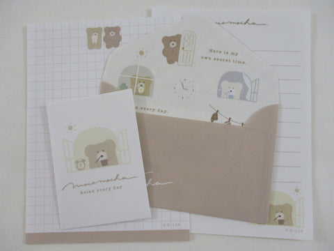 Cute Kawaii Q-Lia Bear Moco Mocha B Mini Letter Sets