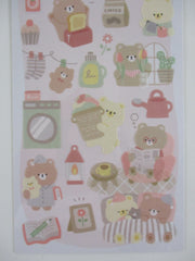 Cute Kawaii Crux Yururu Home Activities Series Sticker Sheet - Bear Breakfast Laundry Reading - for Journal Planner Craft