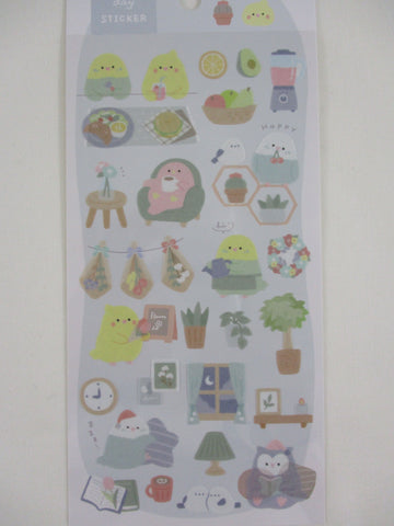 Cute Kawaii Crux Yururu Home Activities Series Sticker Sheet - Bird Breakfast Reading Gardening - for Journal Planner Craft