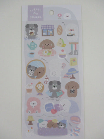 Cute Kawaii Crux Yururu Home Activities Series Sticker Sheet - Dog Breakfast Books - for Journal Planner Craft