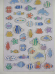 Cute Kawaii Kamio Candy Drop / Glass Style Sticker Sheet - Fish Ocean Animals Beach - for Journal Planner Craft Agenda Organizer Scrapbook