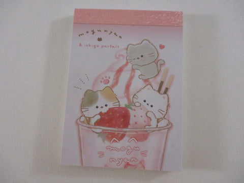 Cute Kawaii Kamio Cat Strawberry Parfait Mogu Nyan Mini Notepad / Memo Pad - Stationery Designer Writing Paper Collection Gift