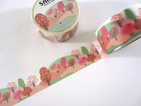 Cute Kawaii Saien Washi / Masking Deco Tape - Beautiful Spring Bloom Cherry Blossom Sakura Pink Garden - for Scrapbooking Journal Planner Craft Gift
