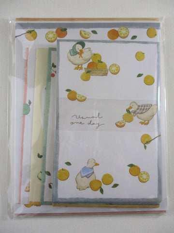 Cute Kawaii Crux Duck Orange Farm Letter Set Pack - Stationery Writing Paper Envelope Penpal Gift