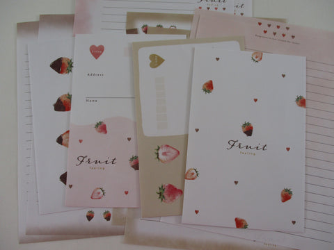Cute Kawaaii Crux Strawberry Chocolate Love Valentine Fresh Fruit Feeling Letter Sets - Stationery Writing Paper Envelope Penpal Gift