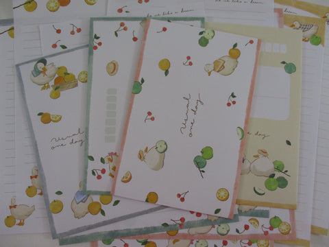 Cute Kawaaii Crux Duck Farm Fruit Orange Apple Letter Sets - Stationery Writing Paper Envelope Penpal Gift