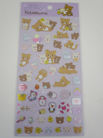 Cute Kawaii San-X Rilakkuma Bear Glittery Sticker Sheet 2024 - B - for Planner Journal Scrapbook Craft Diary Schedule Gift