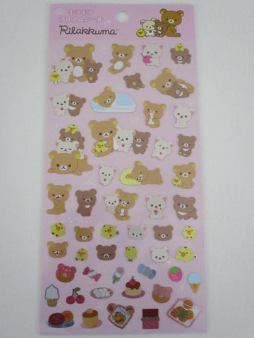 Cute Kawaii San-X Rilakkuma Bear Glittery Sticker Sheet 2024 - A - for Planner Journal Scrapbook Craft Diary Schedule Gift