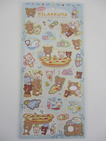 Cute Kawaii San-X Rilakkuma Bear Pizza Party Sticker Sheet 2024 - A - for Planner Journal Scrapbook Craft Diary Schedule Gift