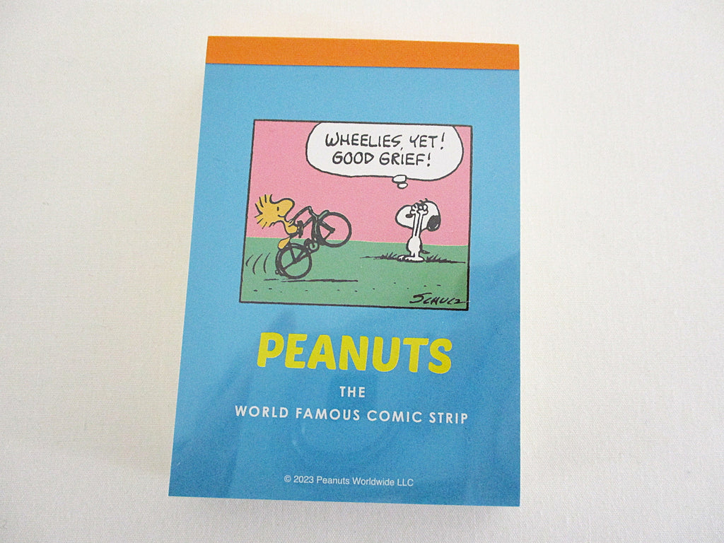 Cute Kawaii Peanuts Vintage Snoopy World Famous Comic Strip Bike A Mini Notepad / Memo Pad Sun Star - Stationery Journal Diary Gift