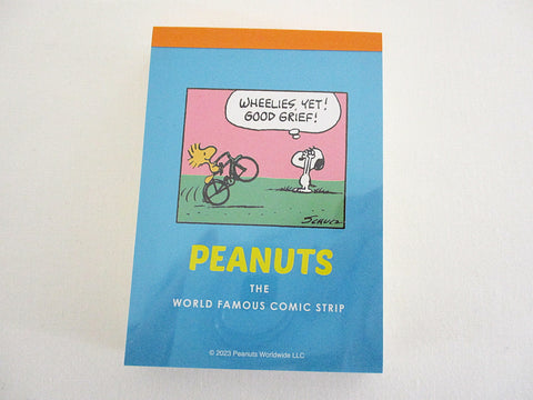 Cute Kawaii Peanuts Vintage Snoopy World Famous Comic Strip Bike A Mini Notepad / Memo Pad Sun Star - Stationery Journal Diary Gift