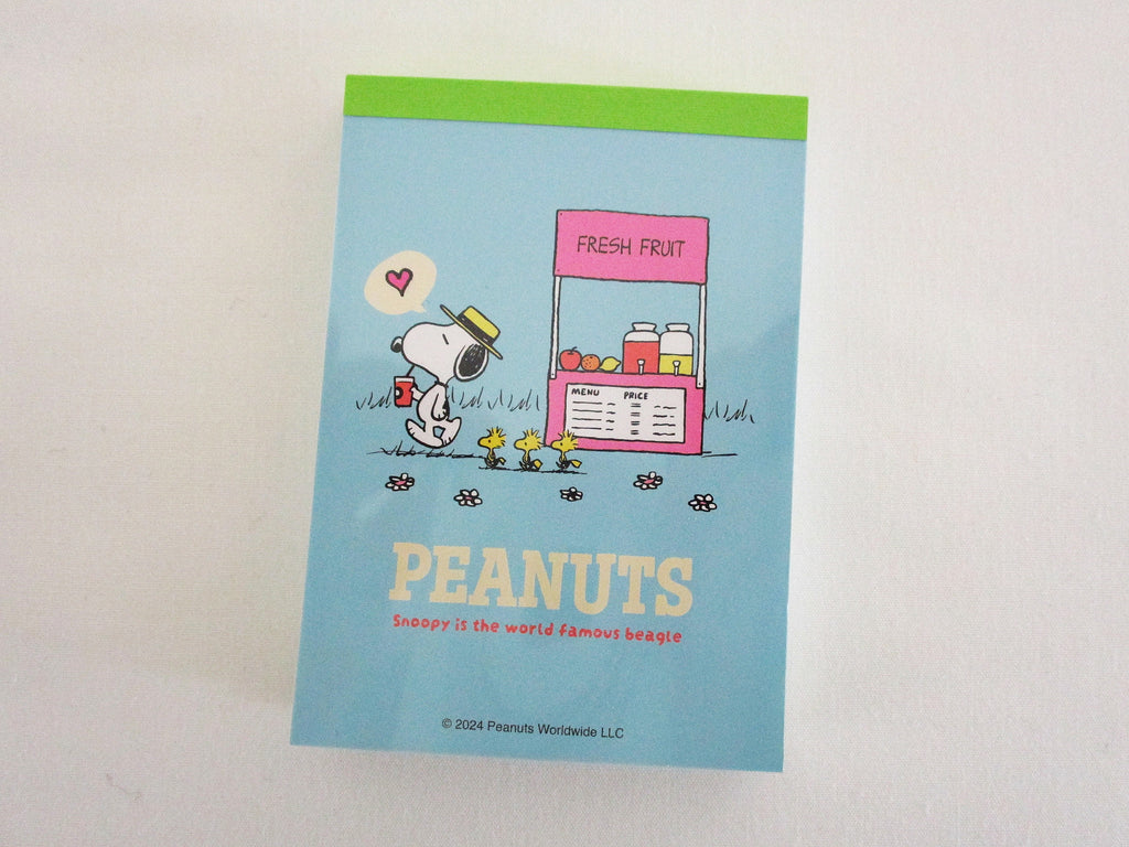 Cute Kawaii Peanuts Vintage Snoopy World Famous Beagle Fresh Fruit Stand A Mini Notepad / Memo Pad Sun Star - Stationery Journal Diary Gift