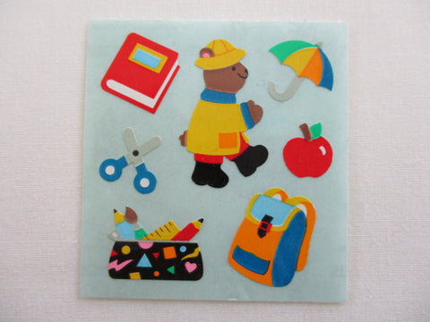 Sandylion Bear School Pupil Sticker Sheet / Module - Vintage & Collectible - Rare Blue Backing