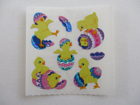 Sandylion Chicks Easter Egg Glitter Sticker Sheet / Module - Vintage & Collectible