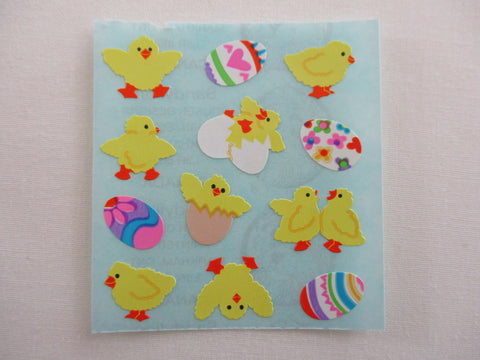 Sandylion Chicks Easter Egg Sticker Sheet / Module - Vintage & Collectible - Blue Backing