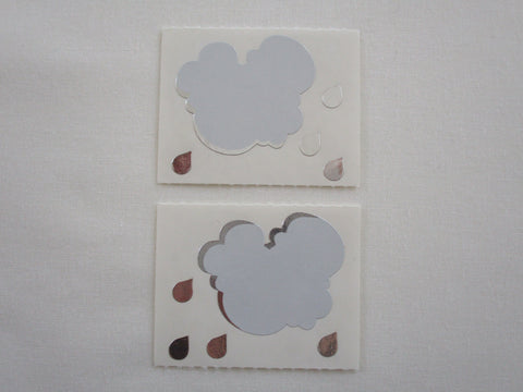 Mrs Grossman Cloud Rain Drop Silver Sticker Sheet / Module - Vintage & Collectible