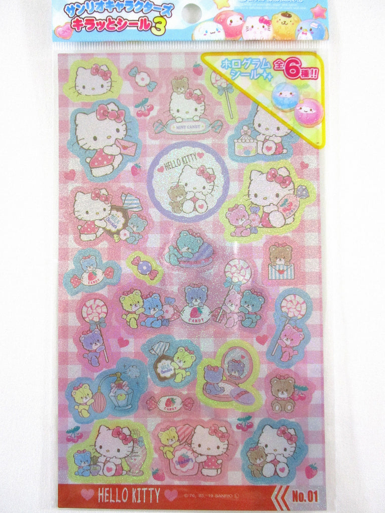 Cute Kawaii Sanrio Hello Kitty Super Glittery Sticker Sheet for Journal Planner Craft Diary Schedule Gift - preowned