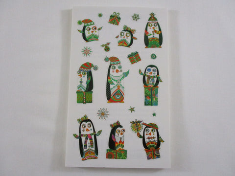 Mrs Grossman Turnowsky Festive Penguins Sticker Sheet / Module - 4 x 6.5 in - Vintage & Collectible - Stationery Journal Scrapbook Diary Notebook Planner Schedule Gift