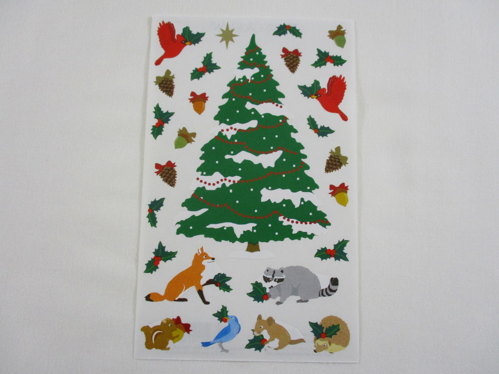 Mrs Grossman Woodland Christmas Fox Raccoon Tree Reflections Sticker Sheet / Module - 4 x 6.5 in - Vintage & Collectible - Stationery Journal Scrapbook Diary Notebook Planner Schedule Gift