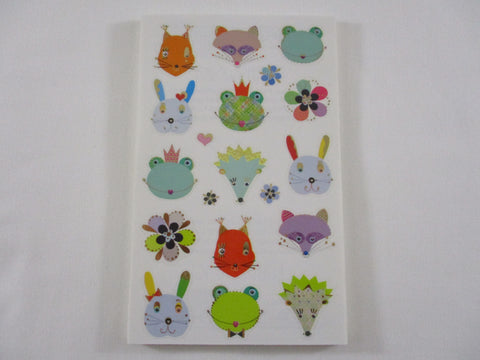 Mrs Grossman Turnowsky Woodland Frilly Animal Faces Sticker Sheet / Module - 4 x 6.5 in - Vintage & Collectible - Stationery Journal Scrapbook Diary Notebook Planner Schedule Gift