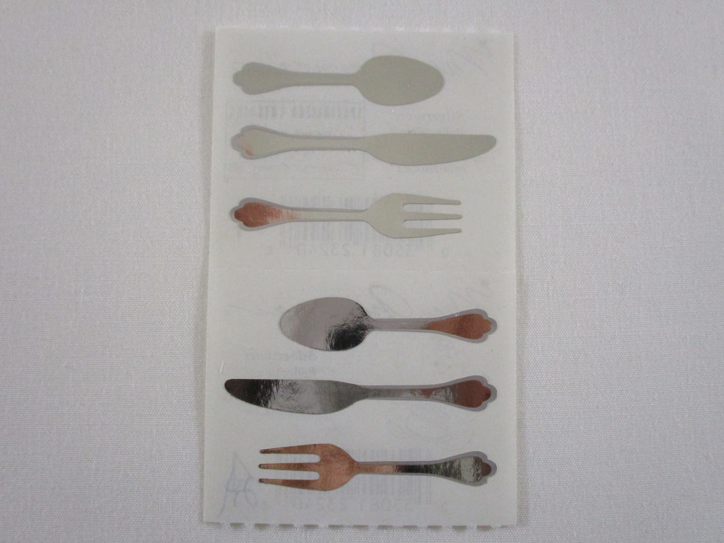 Mrs Grossman Silverware Spoon Fork Knive Sticker Sheet / Module - Vintage & Collectible - Stationery Journal Scrapbook Diary Notebook Planner Schedule Gift