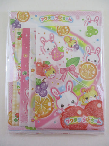 Cute Kawaii Crux Retro *:•.🍄•:* Fruit Strawberry Rabbit Squirrel Letter Set Pack - Stationery Writing Paper Envelope Penpal Stationary Journal Gift