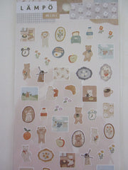 Cute Kawaii MW Lampo Mini Scenic Animal Series - B - Bear Coffee Tea Egg Bread Jam Breakfast Bacon Read Windmill Book Pretzel Apple Plant Gardening Food Tender Classic Sticker Sheet - for Journal Planner Schedule Scrapbook Craft Diary Gift