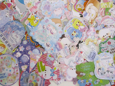 Grab Bag Large Stickers: 20 pcs - Cute Kawaii Animal Rabbit Food Drink Bear Penguin