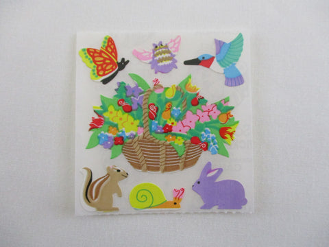 Sandylion Basketful Flower Bird and Butterfly Sticker Sheet / Module - Vintage & Collectible