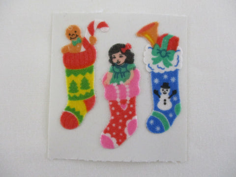 Sandylion Christmas Sock Stocking Gift Fuzzy Sticker Sheet / Module - Vintage & Collectible