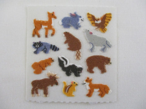 Sandylion Forest Animal Deer Bear Elk Racoon Eagle Fuzzy Sticker Sheet / Module - Vintage & Collectible