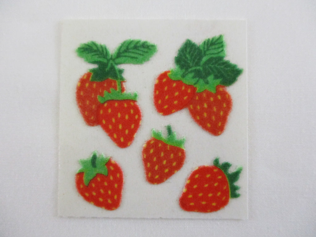 Sandylion Strawberry Fuzzy Sticker Sheet / Module - Vintage & Collectible