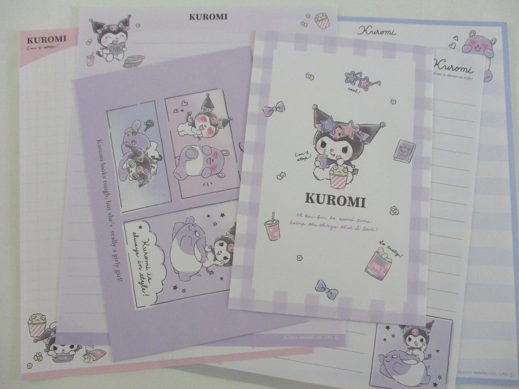 Cute Kawaii Sanrio Kuromi Letter Sets - Writing Paper Envelope Stationery