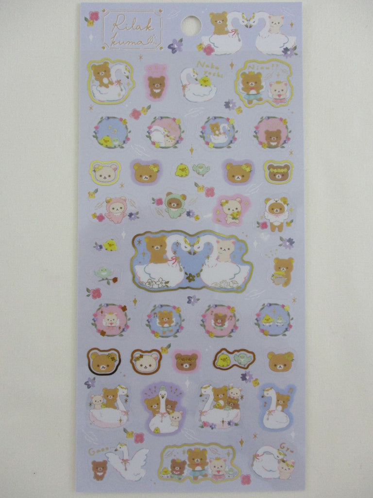 Cute Kawaii San-X Rilakkuma Swan Sticker Sheet 2022 - A Blue - for Planner Journal Scrapbook Craft