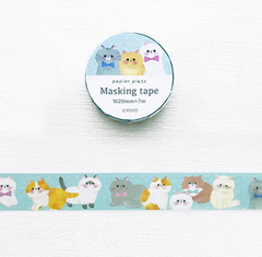 Cute Kawaii Papier Platz Washi / Masking Deco Tape - Cat Feline Pet Kitten - for Scrapbooking Journal Planner Craft