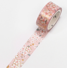 Cute Kawaii BGM Washi / Masking Deco Tape - Cherry Blossom Sakura Pink Flower Bloom - for Scrapbooking Journal Planner Craft